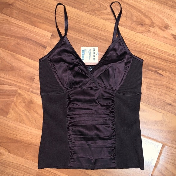 bebe Tops - NWT bebe Ruched Silk Charmeuse Sweater Camisole